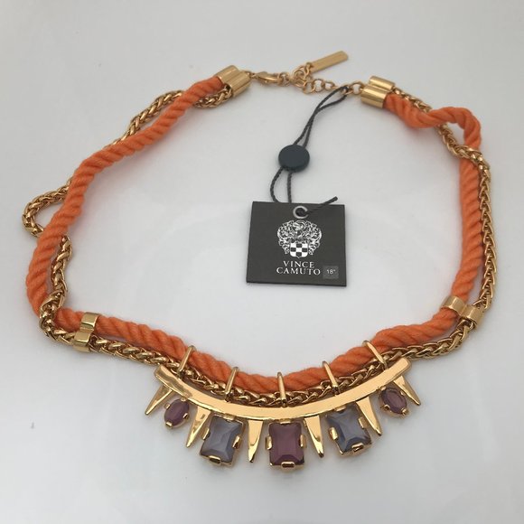 Vince Camuto Jewelry - Vince Camuto Necklaces Gold Tone & cord Orange spi